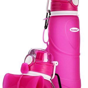 Kemier Collapsible Silicone Water Bottles-750ML,Medical Grade,BPA Free Travel Water Bottle Can Roll Up,26oz,Leak Proof Foldable Sports & Outdoor Water Bottles