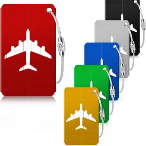Luggage Tag, 6Pcs Luggage Tags for Suitcases, Bag Tags for Luggage Travel Luggage Tags with Privacy Name Card, Small Metal Luggage Tags Luggage Identifiers for Suitcases